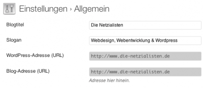 WordPress Blog-URL ändern