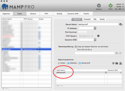 Screenshot IP MAMP Alias