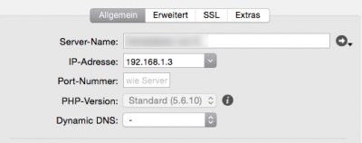 Screenshot IP MAMP Einstellungen